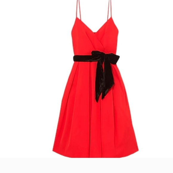 🎉HP🎉 J. Crew A-Line Holiday Red Spaghetti Strap Dress With Velvet Sash - 4 - Picture 7 of 15